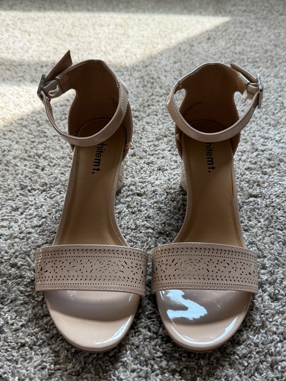 Neutral Tan Ankle-Strap Block Heels